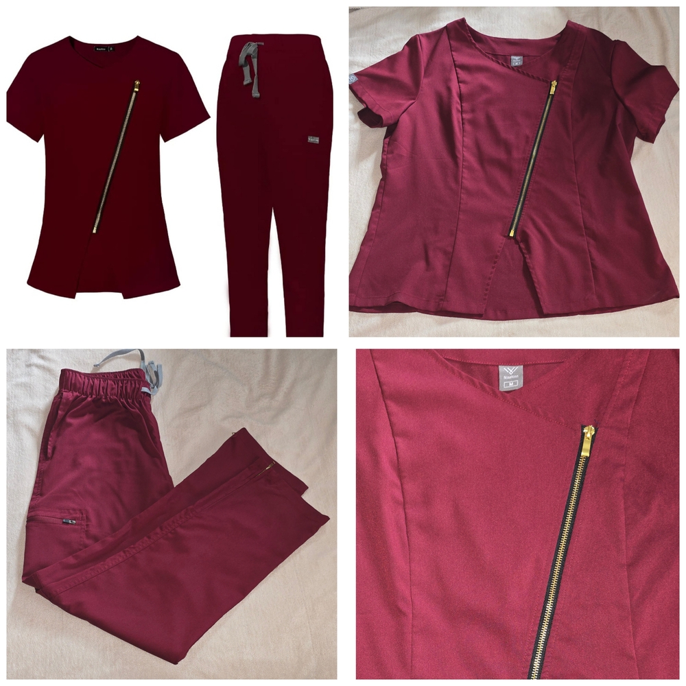 niaahinn Scrub for Women Medical Scrub Sets Nursing Uniform Top & Jogger Pants
